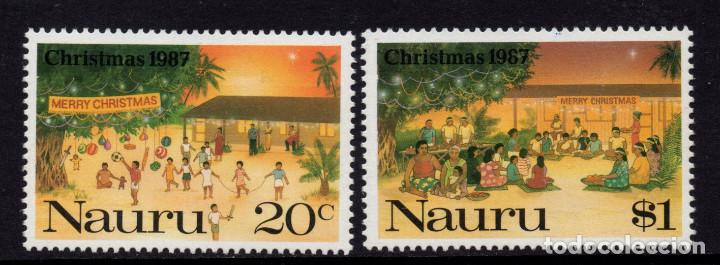 Sellos: NAURU 337/38** - A&Ntilde;O 1987 - NAVIDAD - Foto 1