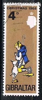 Sellos: Gibraltar 215, Navidad 1968, , usado - Foto 1