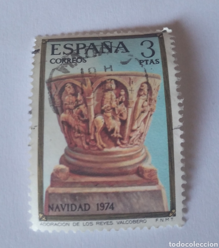Sellos: Sello Espa&ntilde;a navidad 1974 usado - Foto 1