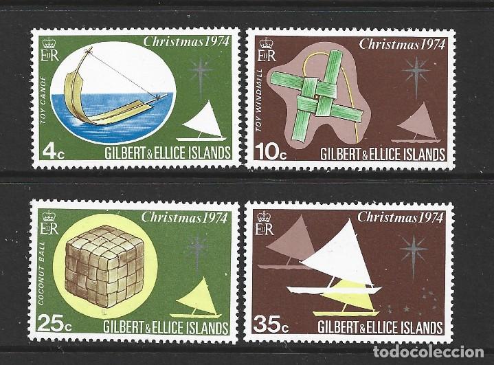 Sellos: GILBERT & ELLICE 225/28** - A&Ntilde;O 1974 - NAVIDAD - Foto 1