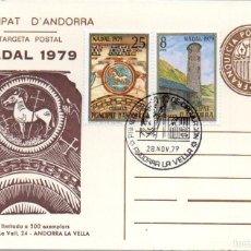 Sellos: ANDORRA, EDIFIL Nº 128/9, NAVIDAD 1979, IGLESIA ROMÁNICA DE SANTA COLOMA, PRIMER DÍA 28-11-1979