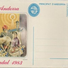 Sellos: ANDORRA, NAVIDAD 1983, LOA PASTORES POR BALANYA, SOBRE DE FRANQUICIA INTERIOR SIN USAR