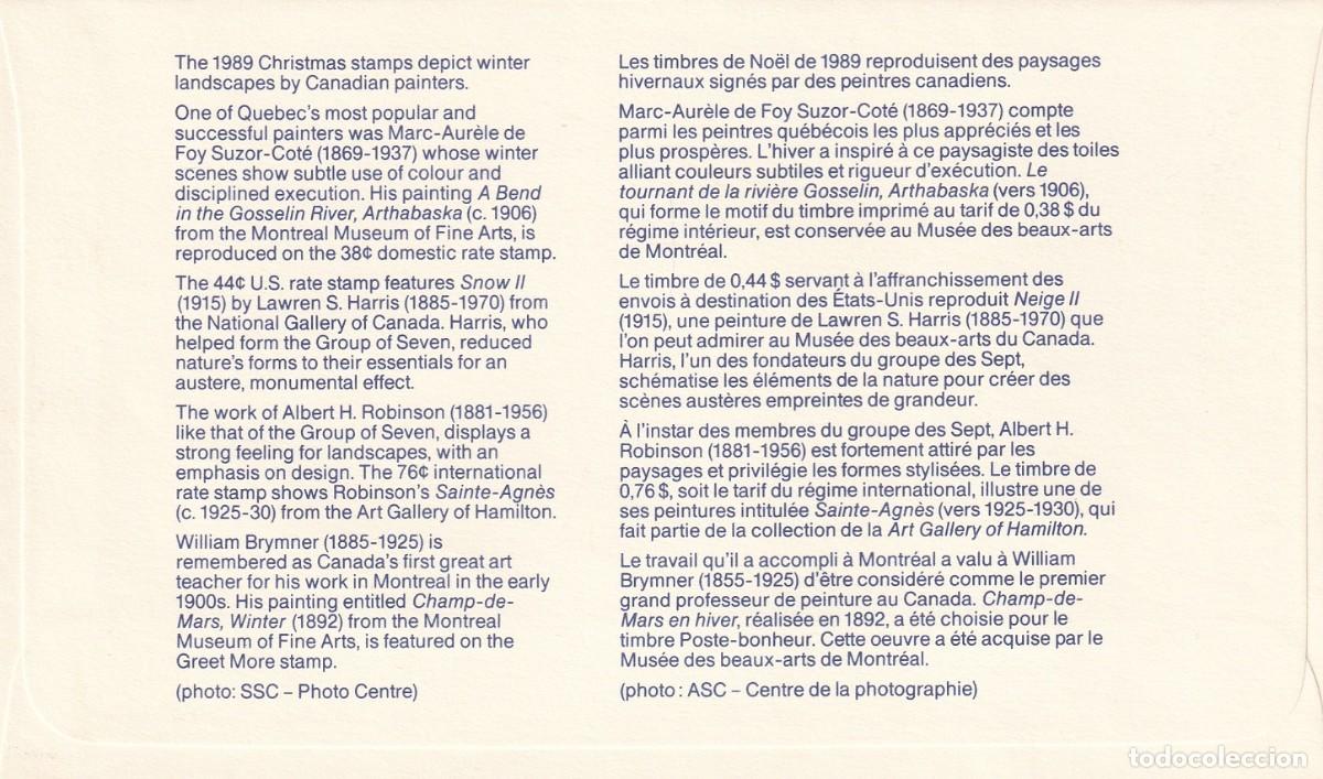 Sellos: FDC Canad&aacute; 1989 - Navidad - Foto 2