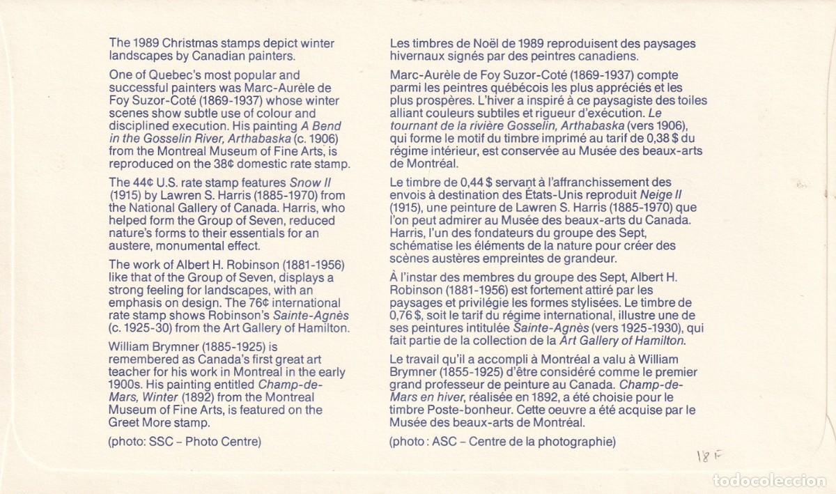 Sellos: FDC Canad&aacute; 1989 - Navidad - Foto 2