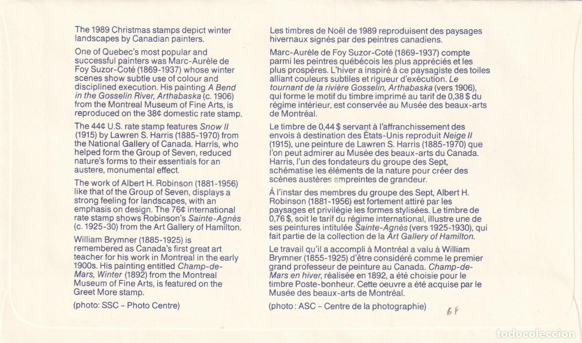 Sellos: FDC Canad&aacute; 1989 - Navidad - Foto 2