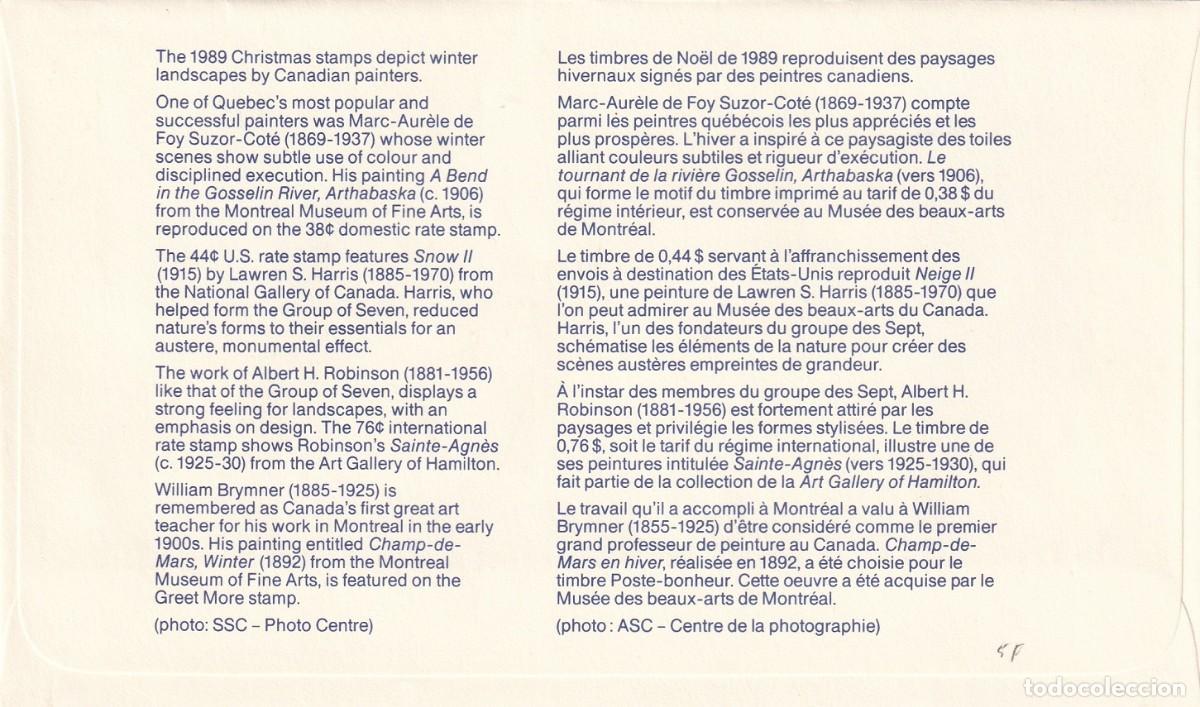 Sellos: FDC Canad&aacute; 1989 - Navidad - Foto 2