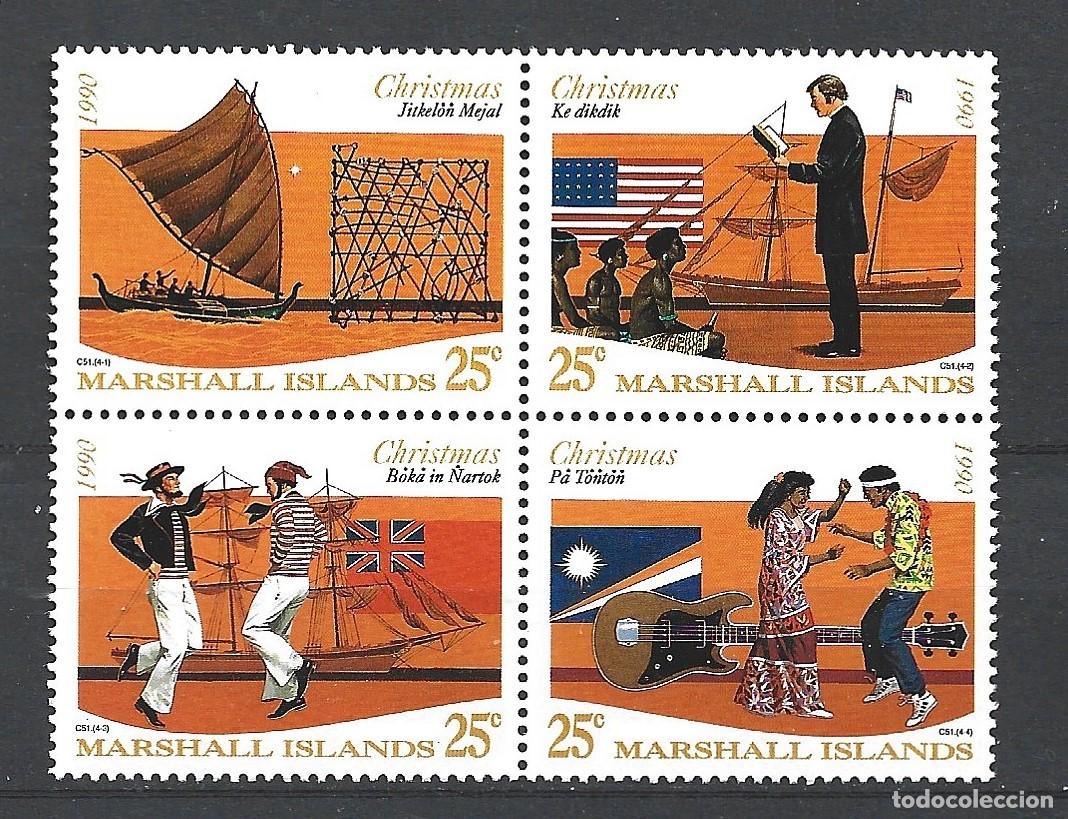 Sellos: MARSHALL 328/31** - A&Ntilde;O 1990 - NAVIDAD - Foto 1