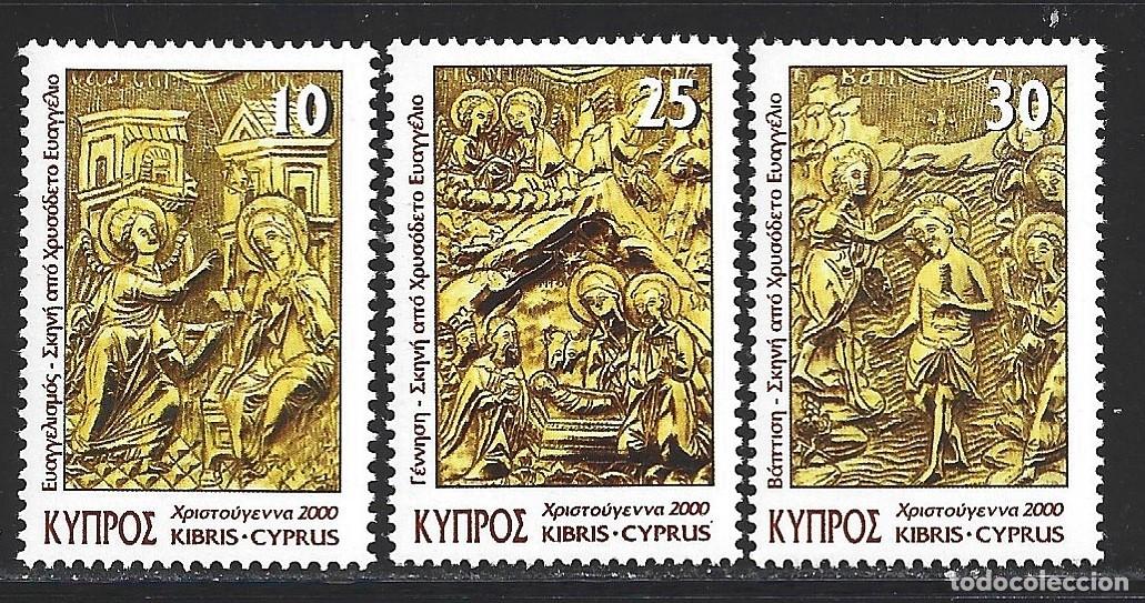 Sellos: CHIPRE 978/80** - A&Ntilde;O 2000 - NAVIDAD - RELIEVES DE EVANGELIOS - Foto 1