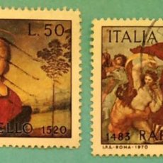 Sellos: ITALIA. 1043/44 NAVIDAD: FRESCOS DE LA GALATEA Y VIRGEN, CUADROS DE RAFAEL SANZIO. 1970. SELLOS USAD
