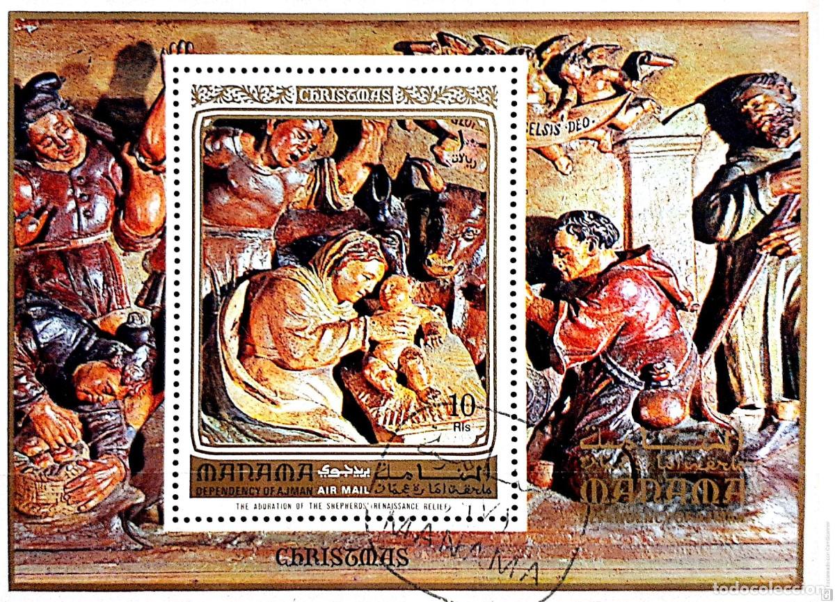 Sellos: MANAMA Bloc. n&ordm; 174A&ordm; Navidad 1972 - Foto 1