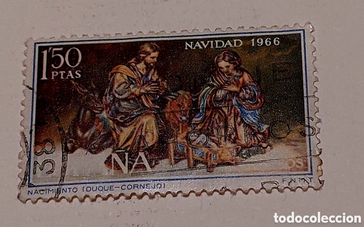 Sellos: Sello Espa&ntilde;a navidad 1966 usado - Foto 1
