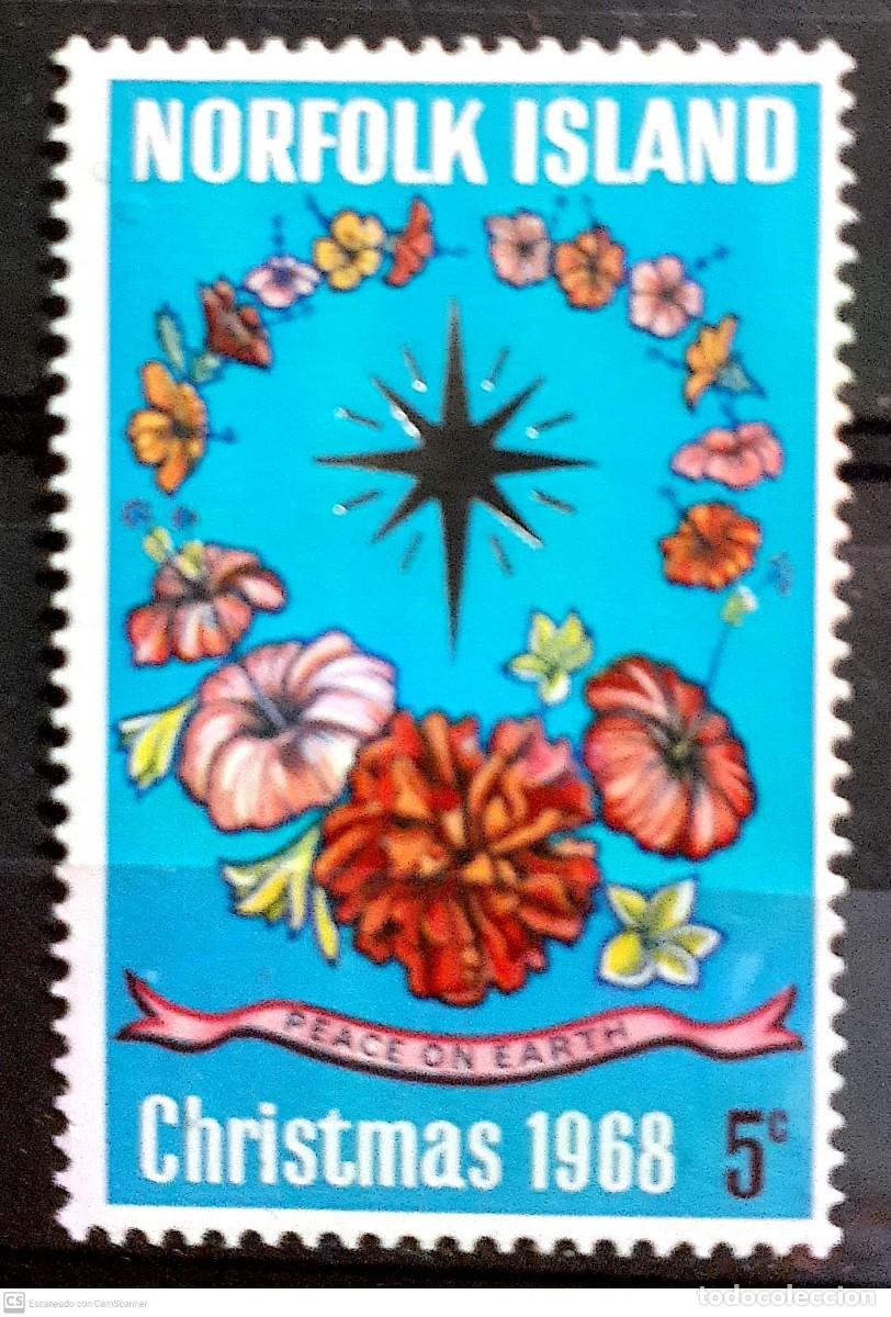 Sellos: NORFOLK n&ordm; 100** Navidad 1968. Completa - Foto 1