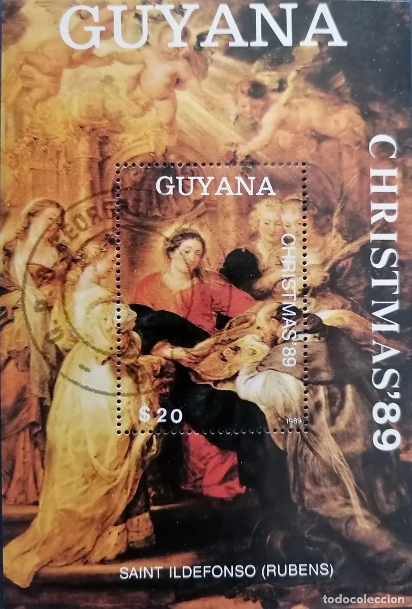 Sellos: GUYANA 1989 - HB NAVIDAD / RUBENS . - Foto 1