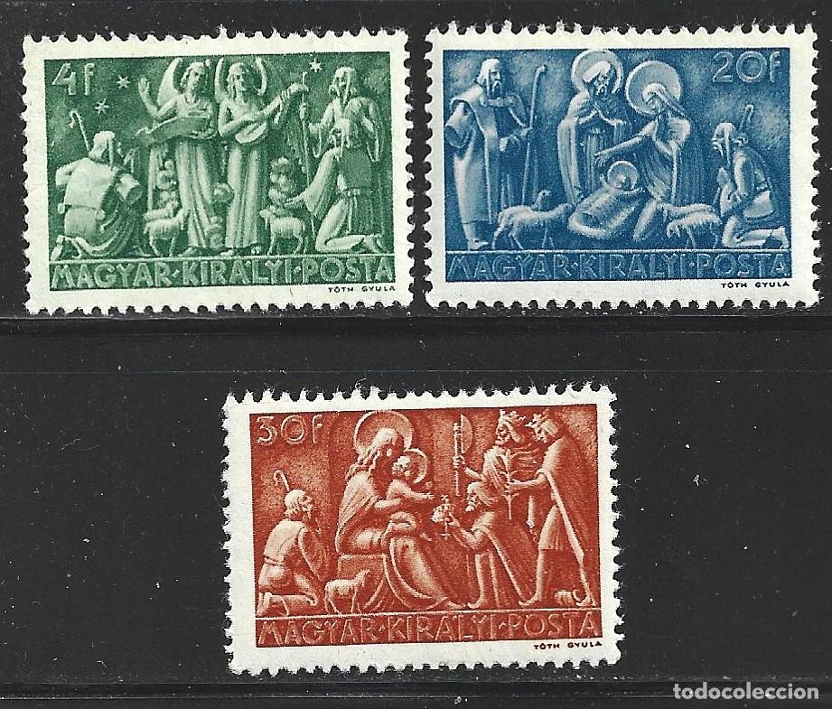 Sellos: HUNGRIA 646/48** - A&Ntilde;O 1943 - NAVIDAD - Foto 1