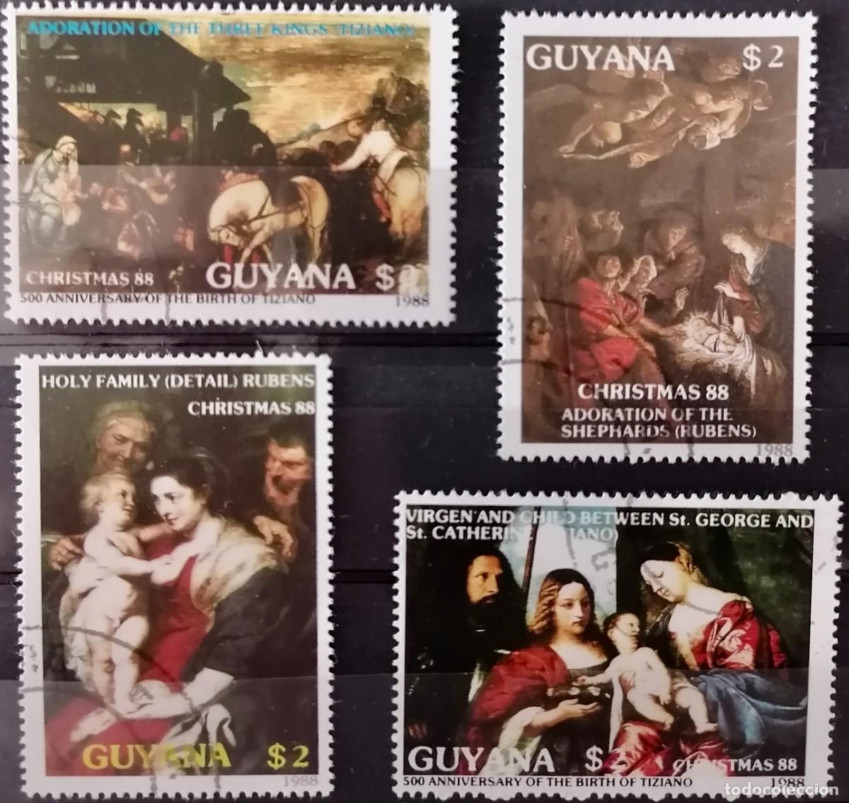 Sellos: GUYANA 1988 - NAVIDAD / ARTE . - Foto 1