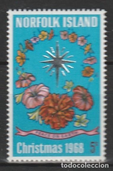 Sellos: NORFOLK 100** - A&Ntilde;O 1968 - NAVIDAD - Foto 1
