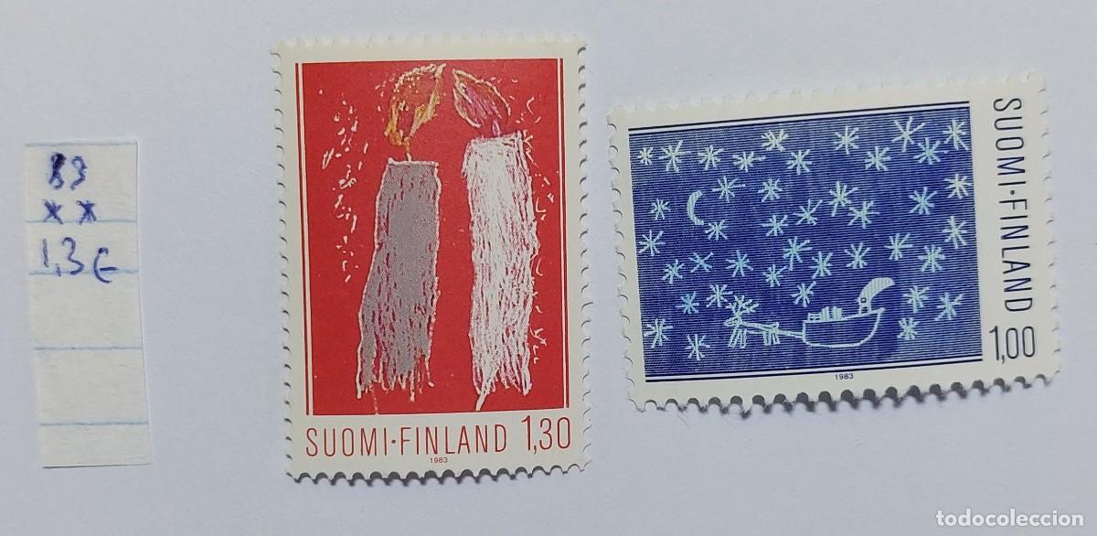 Sellos: Finlandia (Suomi-Finlandia) 1983 NAVIDAD, dos velas encendidas, trineo tirado por un reno ** MNH