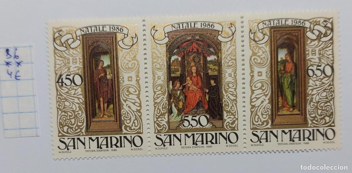 Sellos: San Marino, 1986, Navidad tr&iacute;ptico de Hans Memling ** MNH
