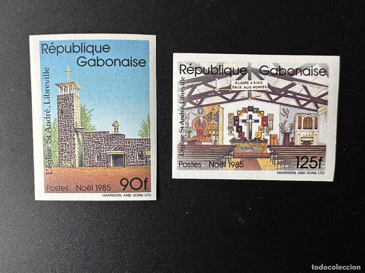 Sellos: Gab&oacute;n 1985 Mi. A-B 948 ND Iglesia de Navidad y San Andr&eacute;s Libreville