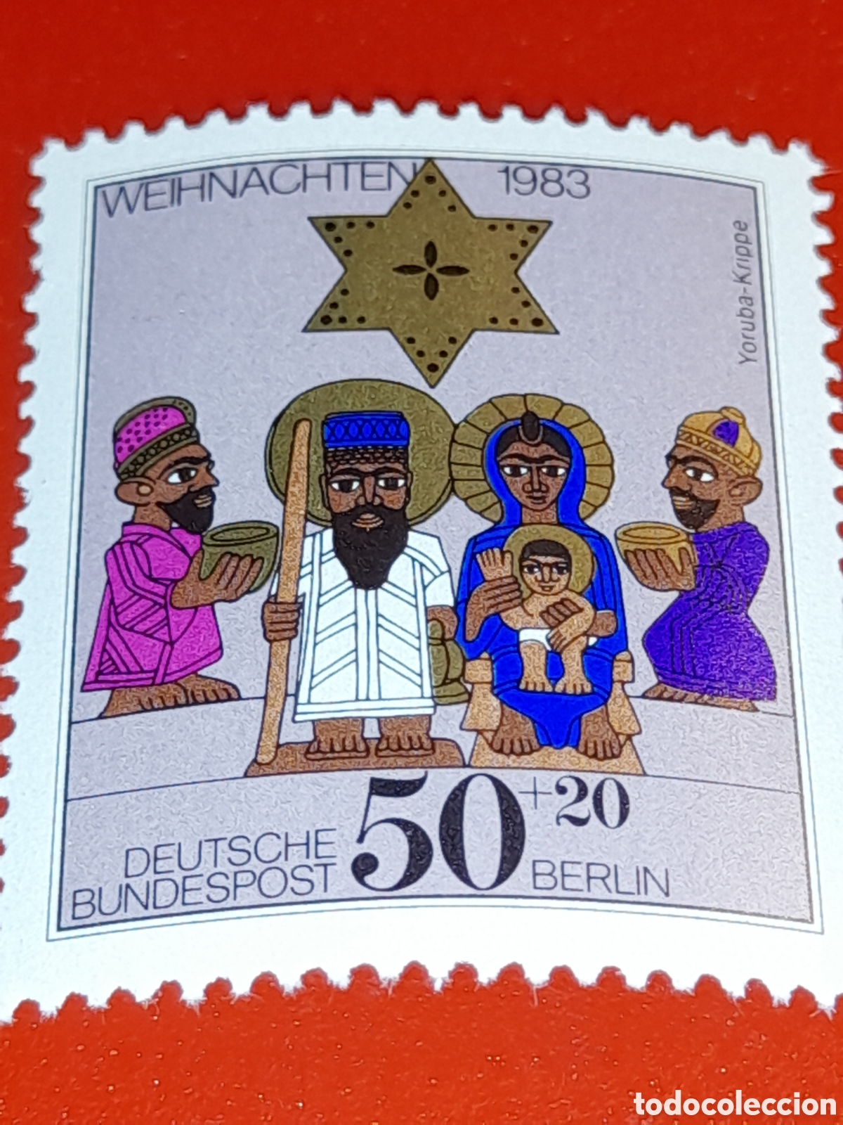 Sellos: Sello Alemania, Berlin nuevo 1983. Navidad. Religion. Creencias. Misterio. Africano. Reyes. Estrella