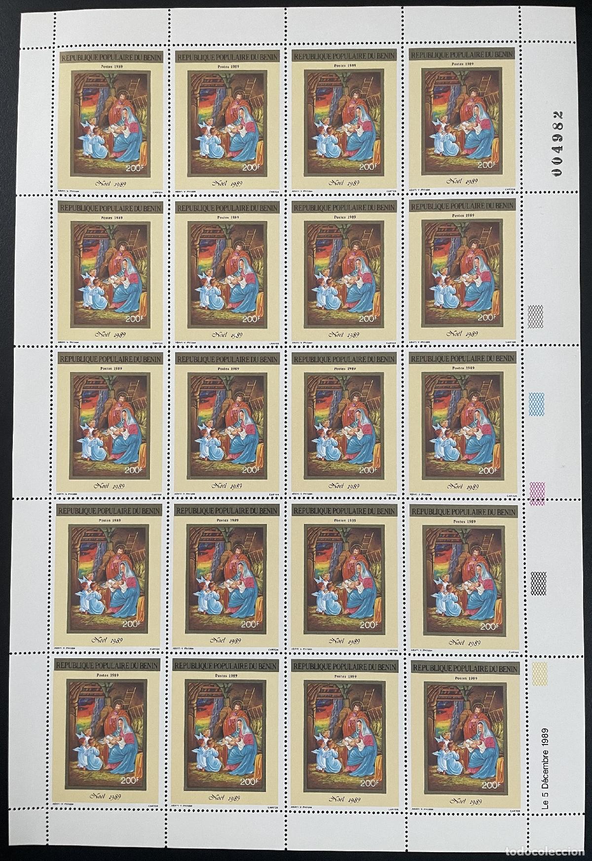 Sellos: Benin 1989 YT 679 Tablero navide&ntilde;o Nacimiento Jesucristo Sagrada Familia