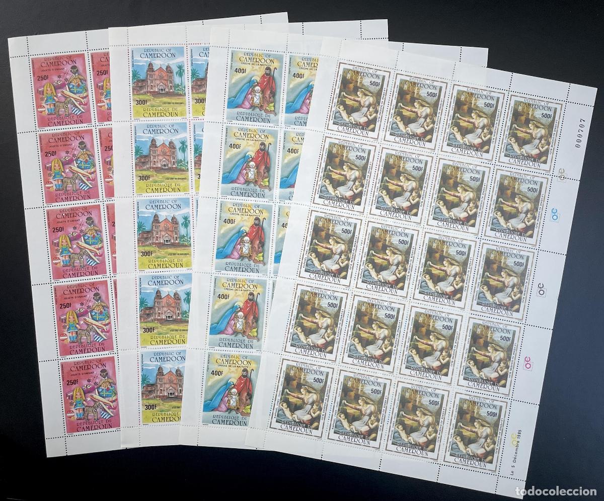 Sellos: Camer&uacute;n 1985 YT PA 346-349 tabl&oacute;n Navidad religi&oacute;n arte pintura juguetes