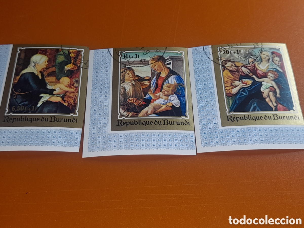 Sellos: Sello Burundi mtdo/sd 1970. Navidad. Arte. Pinturas. Virgen. Ni&ntilde;o. Religi&oacute;n. Botticelli. Greco