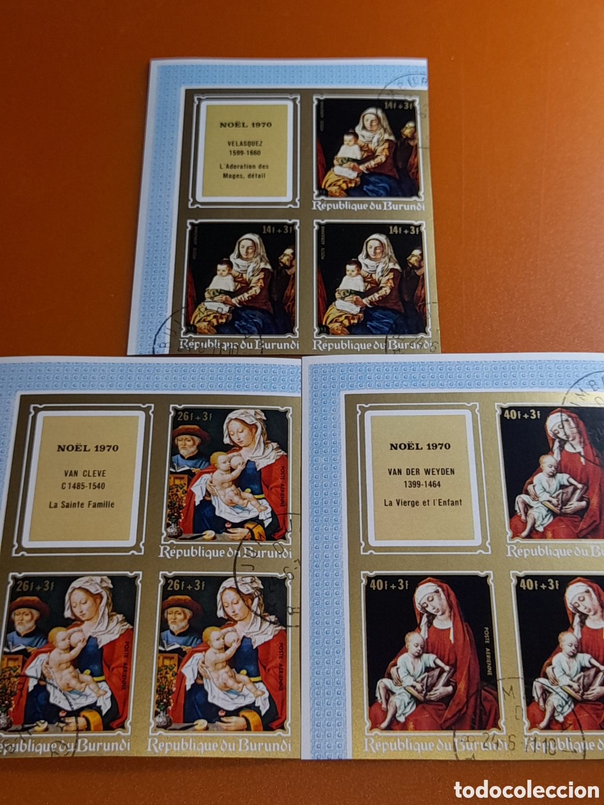Sellos: Sello Burundi mtdo/sd 1970. Navidad. Arte. Pinturas. Virgen. Ni&ntilde;o. Religi&oacute;n. Cleve. Weyden