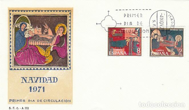 Sellos: EDIFIL 2061/2, NAVIDAD 1971, ALTARES DE AVIA Y SANT ANDREU DE SAGARS, PRIMER DIA DE 4-11-1971 SFC