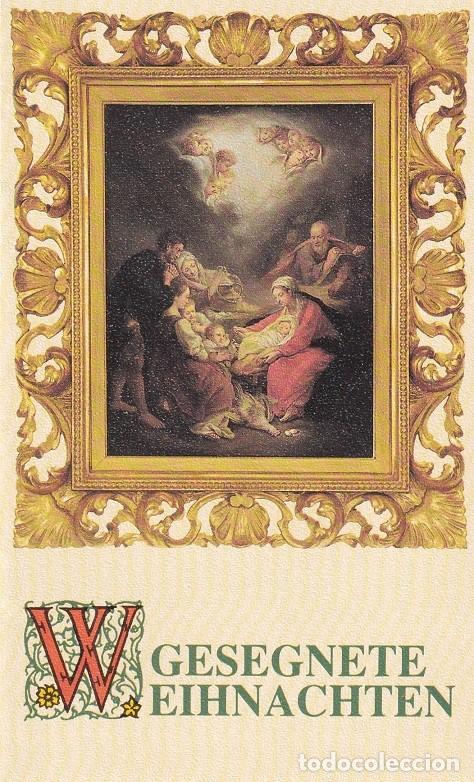 Timbres: D&iacute;ptico - Felicitaci&oacute;n navide&ntilde;a alemana / Kiribati 1989 Navidad - Adoraci&oacute;n de Denys Calvert