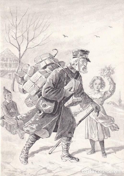 Timbres: D&iacute;ptico - Felicitaci&oacute;n navide&ntilde;a alemana / Suiza 1986 - Navidad - Cartero de 1900 - El correo