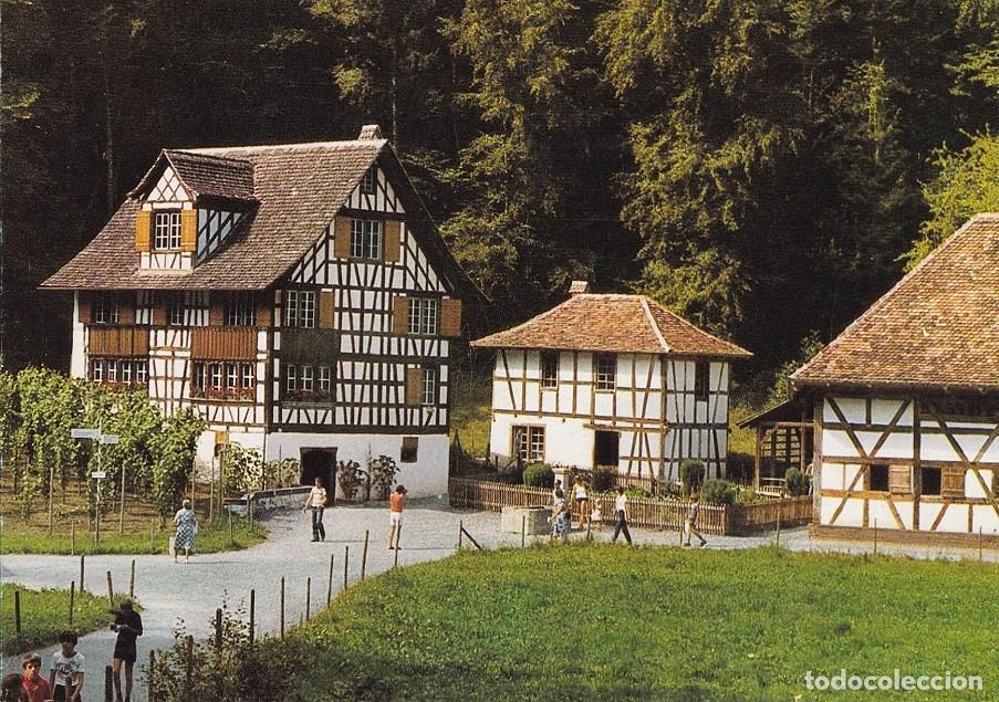 Timbres: D&iacute;ptico - Felicitaci&oacute;n navide&ntilde;a alemana / Suiza 1981 - Navidad - Museo al aire libre de Ballenberg