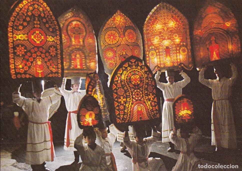 Timbres: D&iacute;ptico - Felicitaci&oacute;n navide&ntilde;a alemana / Suiza 1984 - Navidad - Klausjagen , K&uuml;ssnacht am Rigi