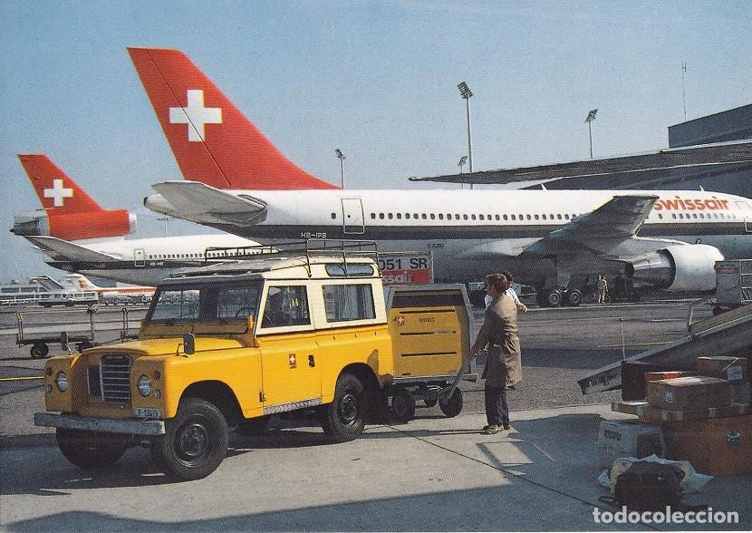 Timbres: D&iacute;ptico - Felicitaci&oacute;n navide&ntilde;a alemana / Suiza 1988 - Navidad - El correo a&eacute;reo - Land Rover