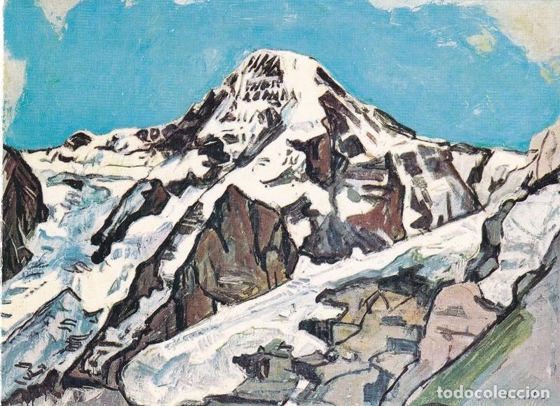 Timbres: D&iacute;ptico - Felicitaci&oacute;n navide&ntilde;a alemana / Suiza 1975 Navidad Europa Monte M&ouml;nch de Ferdinand Hodler