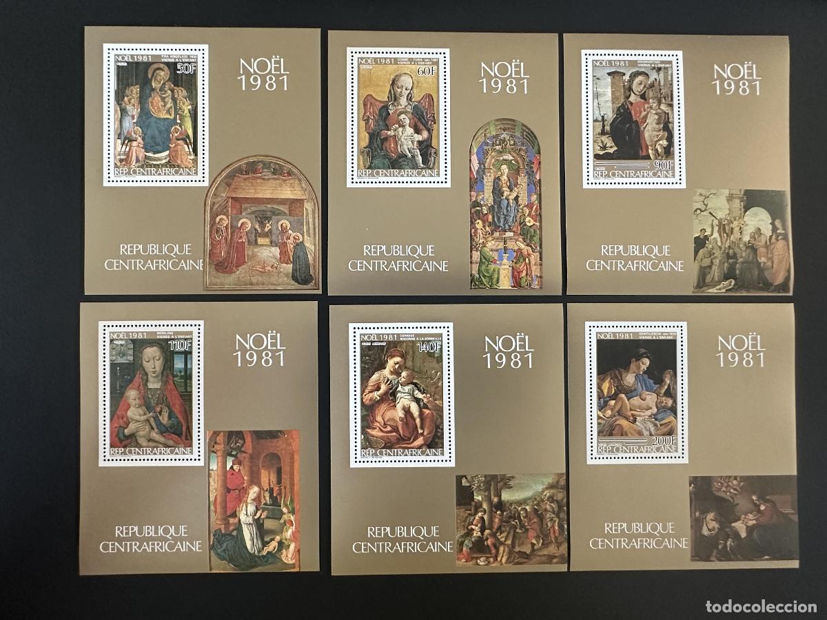 Sellos: Centro&aacute;frica 1981 Mi. Bl. 155-160 Navidad pintura Virgen Ni&ntilde;o Madonna