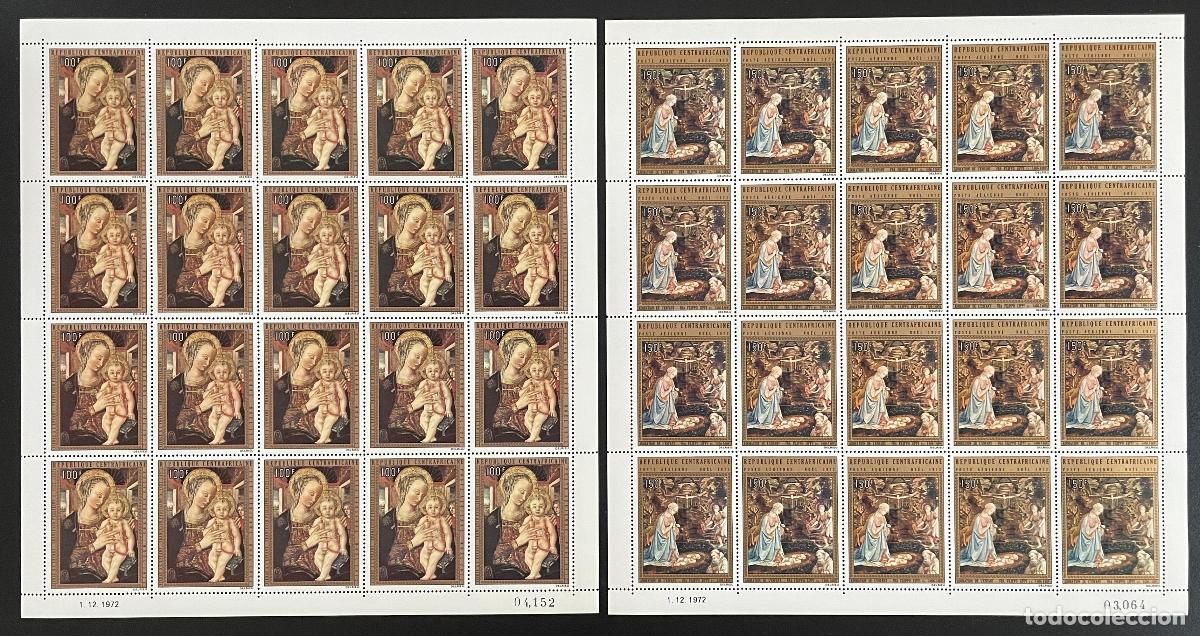 Sellos: Central African 1972 YT PA 108-109 tabl&oacute;n mesa navide&ntilde;a imagen ni&ntilde;o Jesucristo