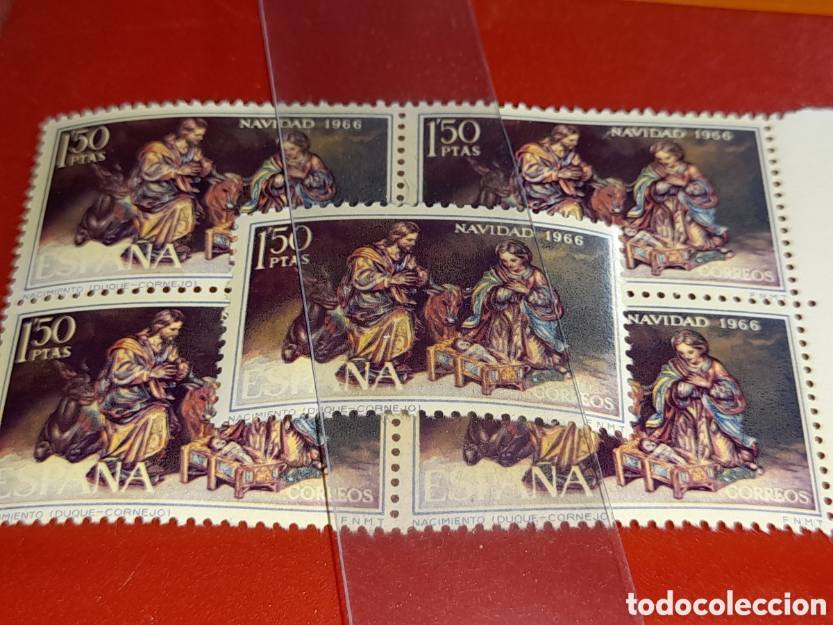 Sellos: Sello Espa&ntilde;a nuevo 1966. Navidad. Religi&oacute;n. Arte. Constumbres. Esculturas. Artesan&iacute;a. Nacimiento