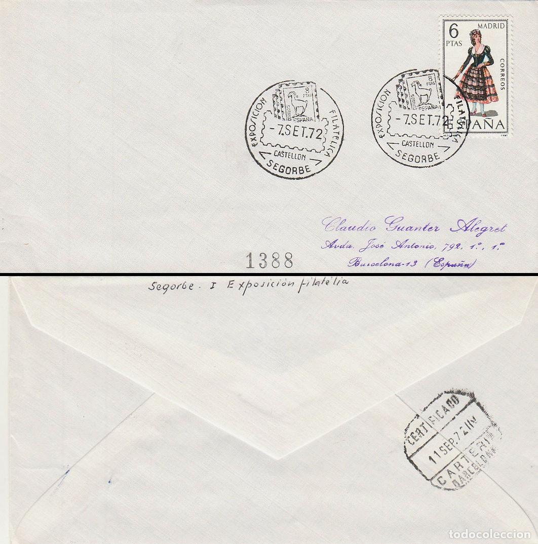 Sellos: A&Ntilde;O 1972, SEGORBE (cASTELLON), EXPOSICION FILATELICA, SOBRE CIRCULADO