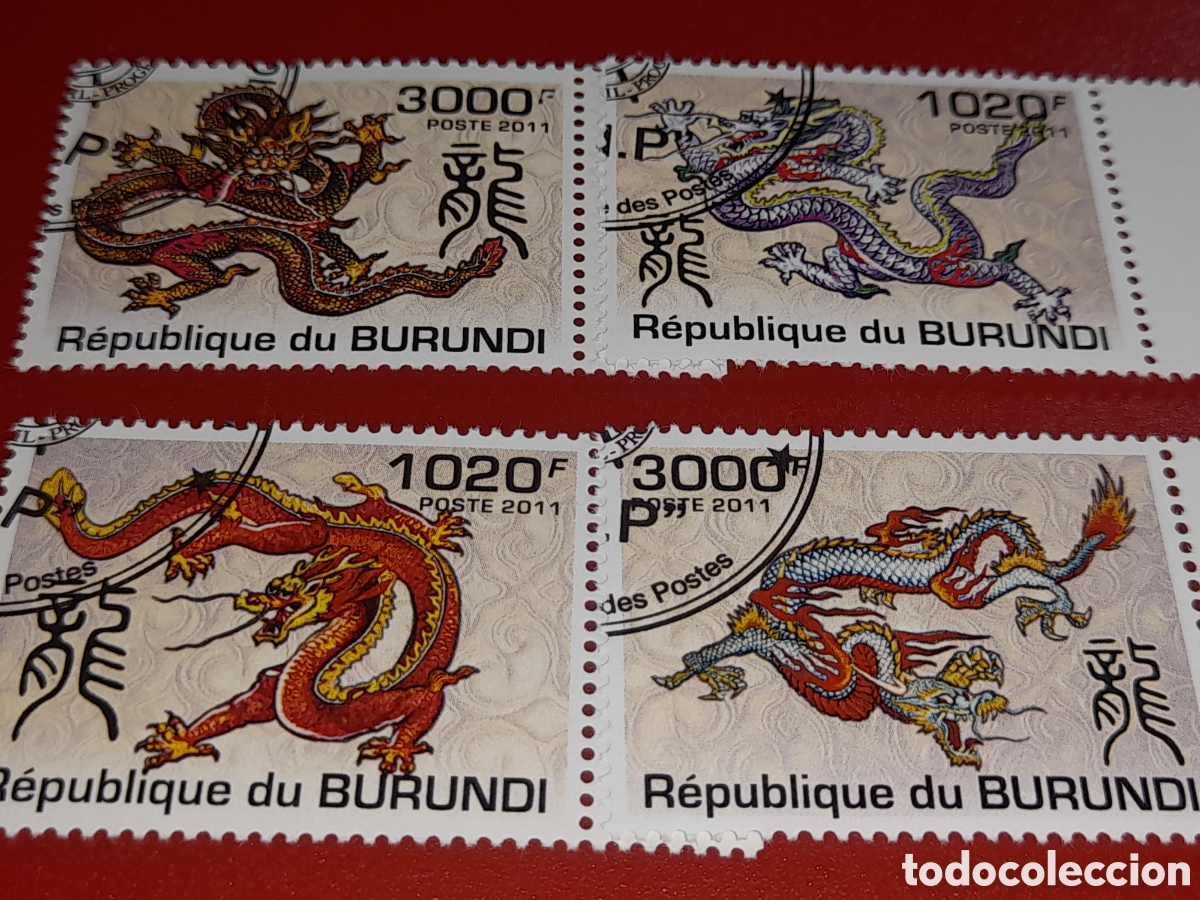 Sellos: Sello Burundi mtdo 2011. A&ntilde;o nuevo chino. Dragon. Astronom&iacute;a. Espacio. Horoscopo. Folclore. Celebrac