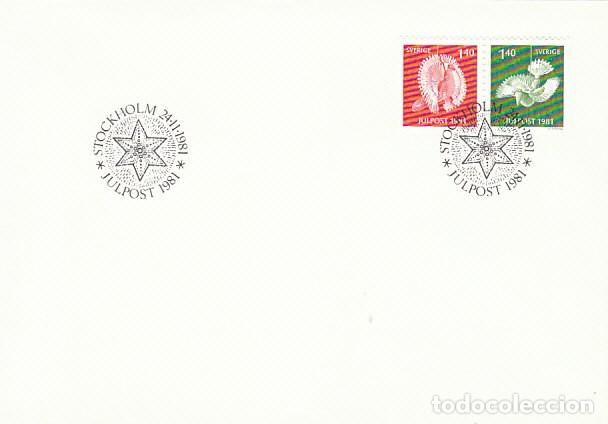 Sellos: Suecia Ivert 1158/9, Navidad 1981 (p&aacute;jaros esculpidos en madera), primer d&iacute;a de 24-11-1981