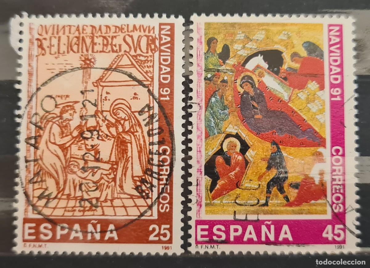Sellos: Serie completa de sellos usados de Espa&ntilde;a 1991: Navidad