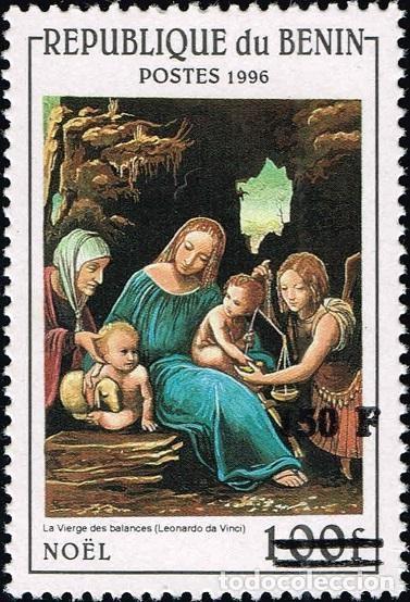 Sellos: Ben&iacute;n 2000 Mi. 1280 sobrecargado Navidad Virgen Leonardo da Vinci