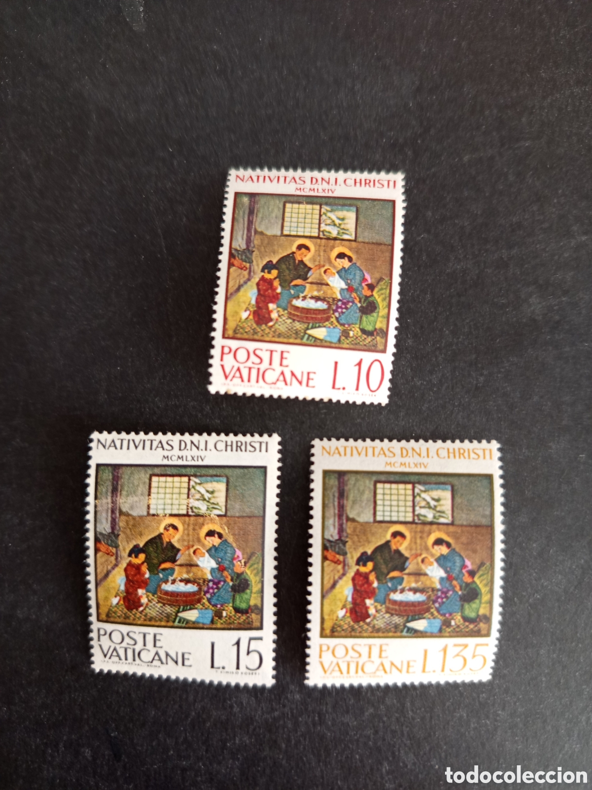 Sellos: Vaticano,1964. Escena Navidad japonesa. Serie completa. Yvert 415/7. Pedido m&iacute;nimo 3 &euro;. Ver fotos.