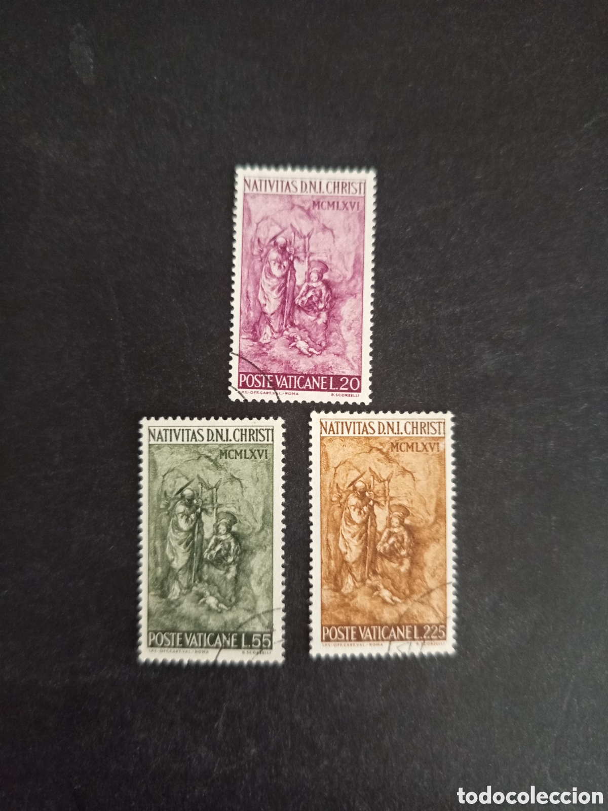 Sellos: Vaticano, 1966. Navidad. Serie completa usada. Yvert 463/5. Pedido m&iacute;nimo 3 &euro;. Ver fotos .
