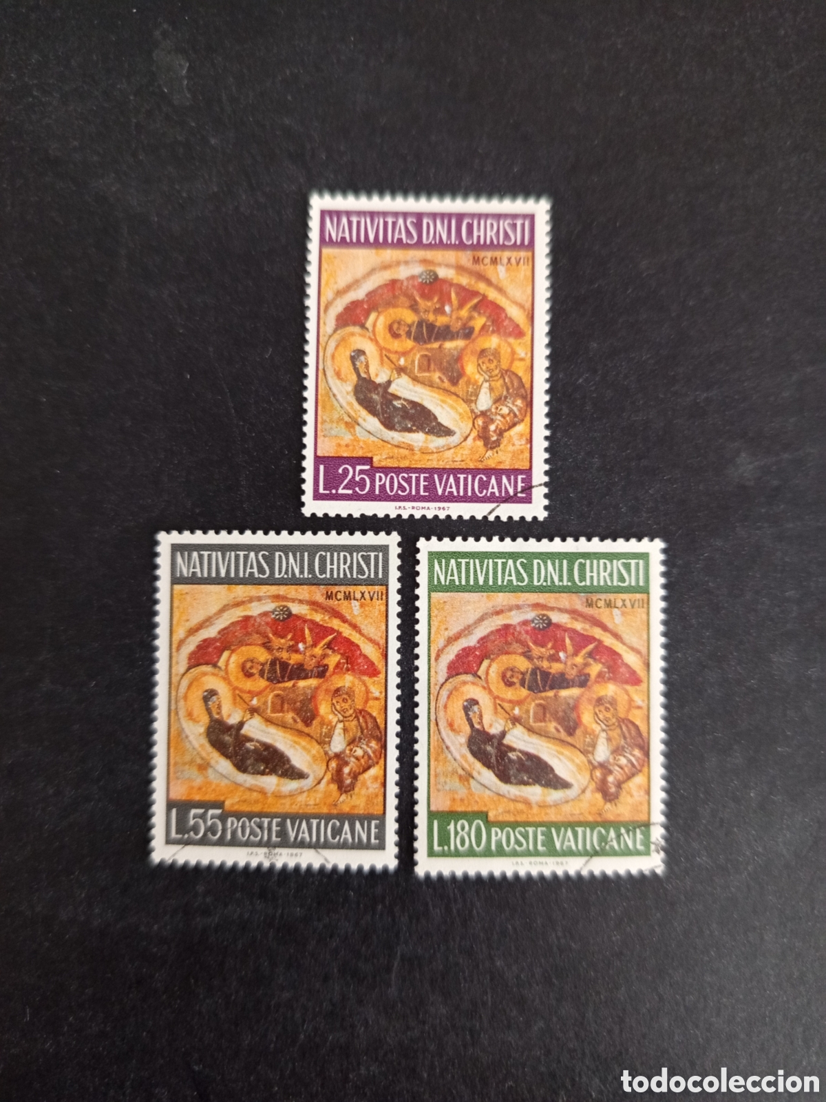 Sellos: Vaticano, 1967. Navidad. Serie completa en usado. Yvert 476/8. Pedido m&iacute;nimo 3 &euro;. Ver fotos .