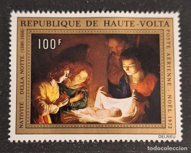 Sellos: Alto Volta 1972 Mi. 410 Navidad Natividad pintura Della Notte