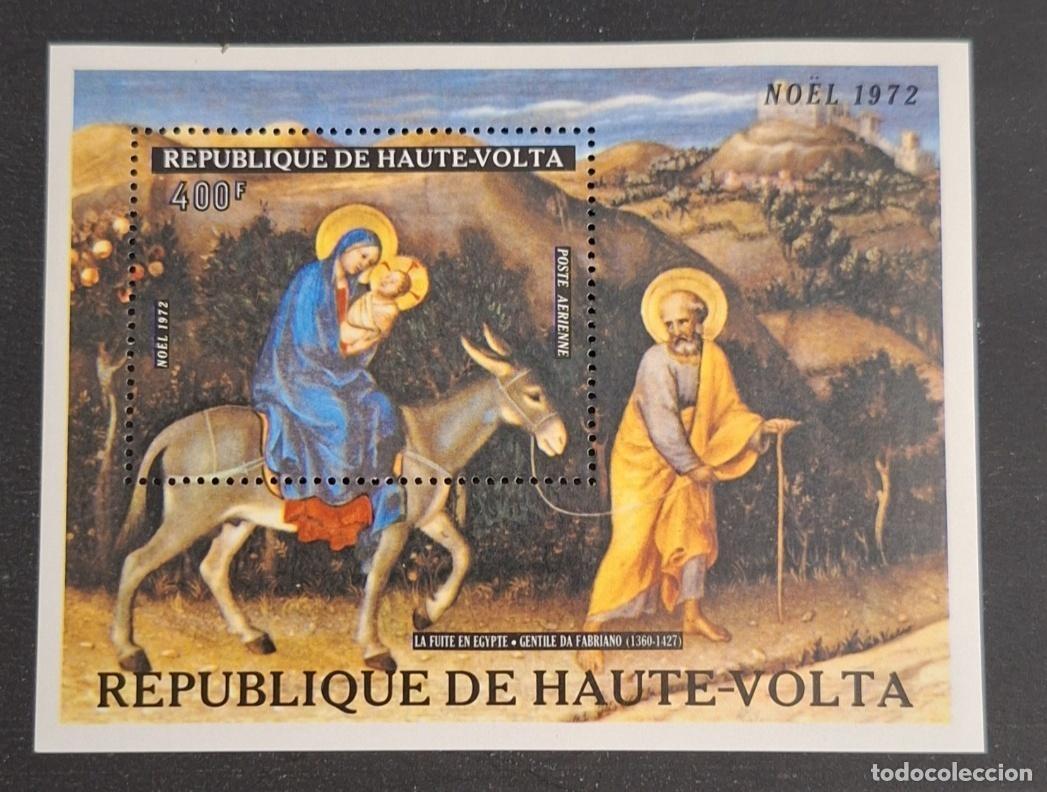 Sellos: Alto Volta 1972 Mi. Bl. 9 Navidad Huida a Egipto Gentile da Fabriano