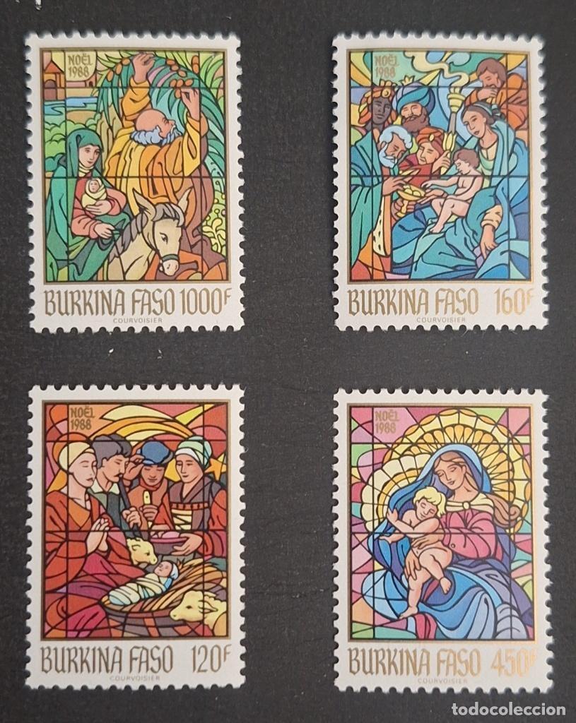 Sellos: Burkina Faso 1988 Mi. 1194-1197 Navidad vitrales Natividad Virgen Magos