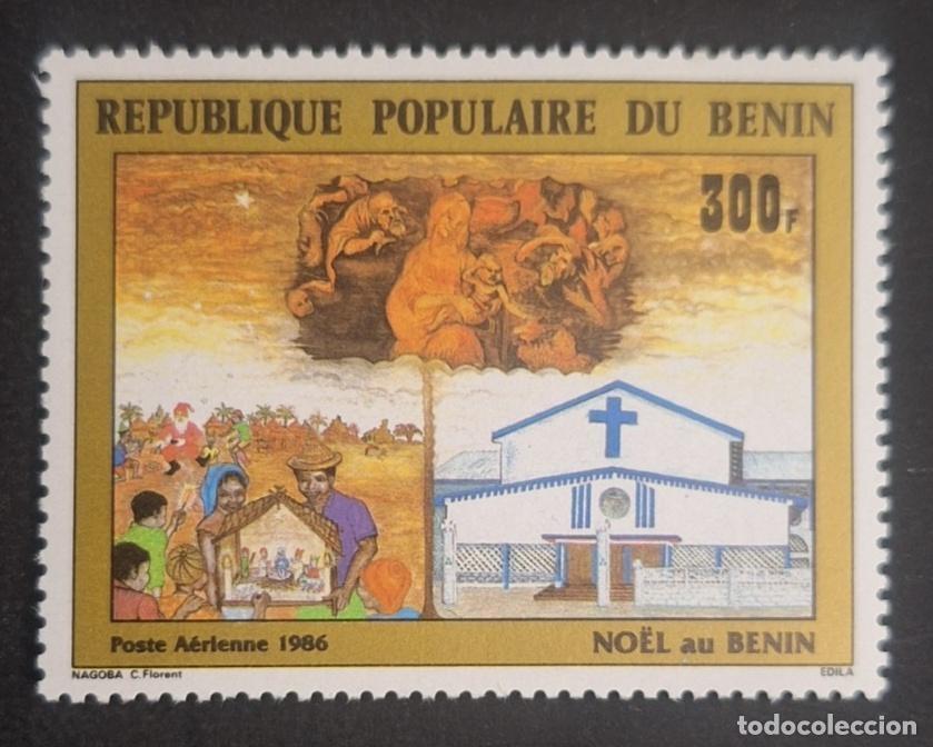 Sellos: Ben&iacute;n 1986 Mi. 450 Navidad correo a&eacute;reo iglesia bel&eacute;n natividad